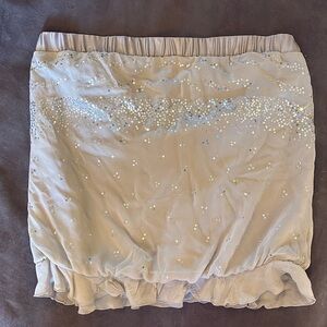 Bandeau tube top, ruffle bottom, pale grey/silver sequins